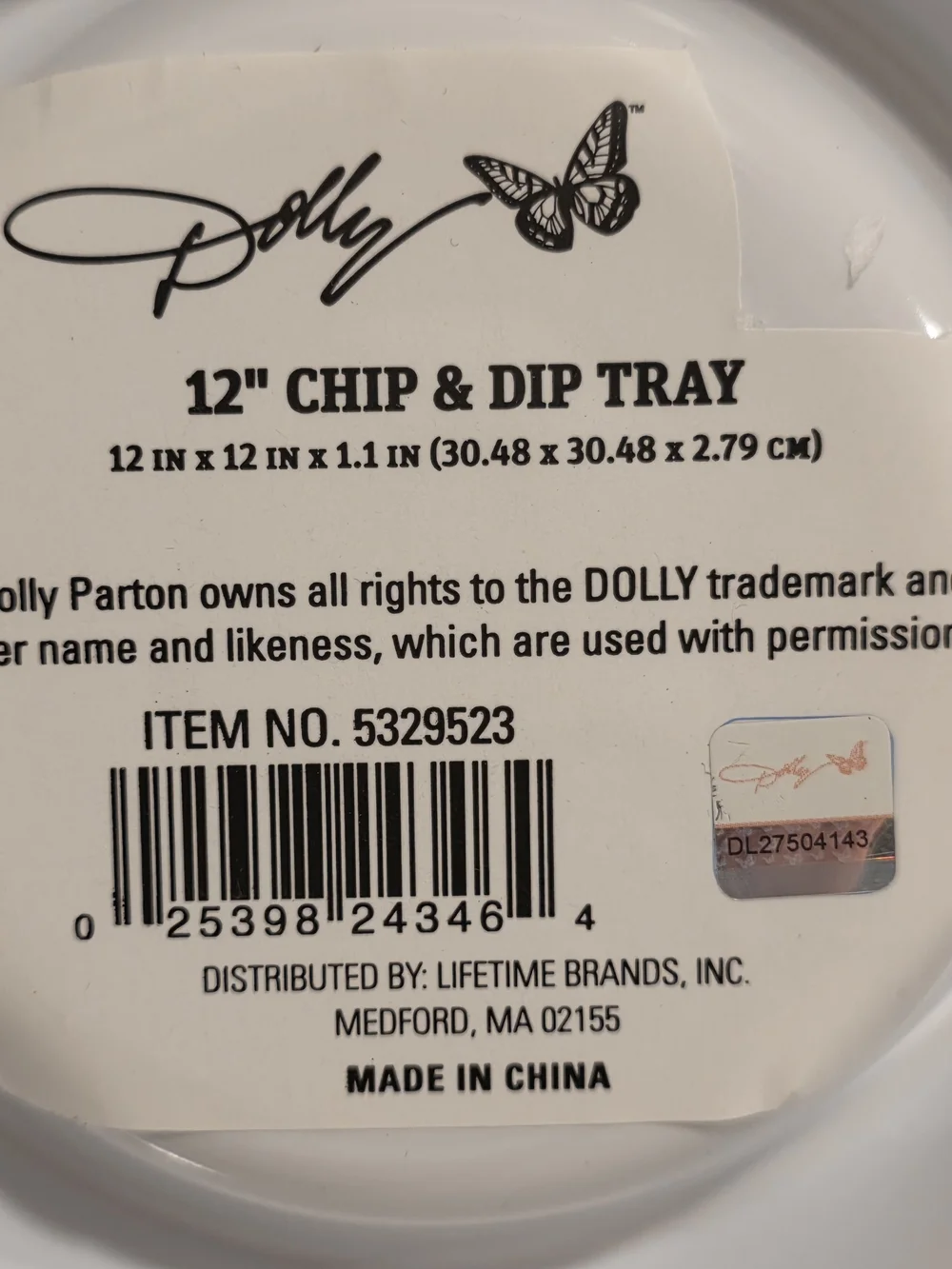 New Dolly Parton Chip & Dip Round Party Tray 12